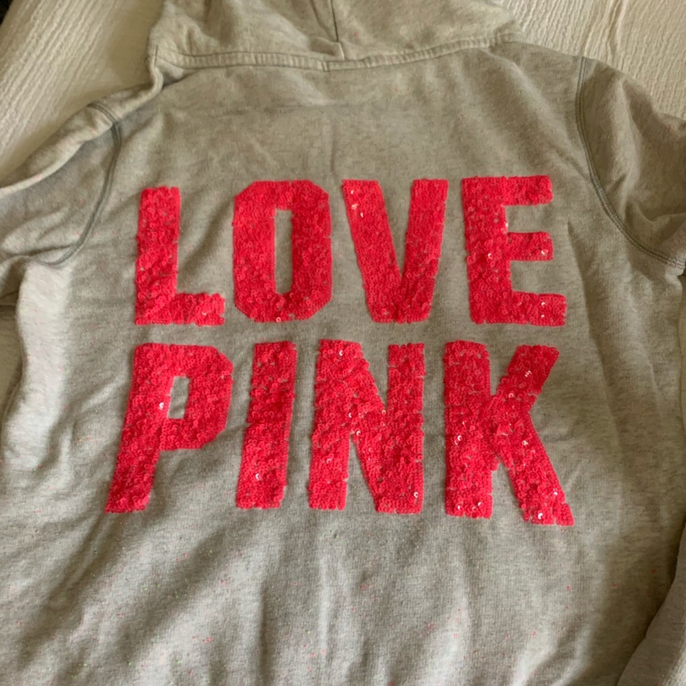 PINK sequin zip up hoodie